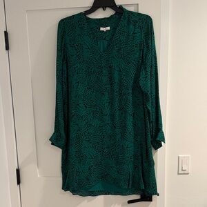 Parker Teal and Black Long Sleeve Dress